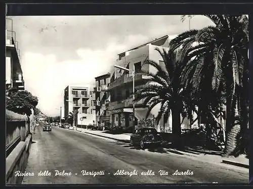AK Varigotti, Palmenriviera, Hotels an der Aureliastrasse