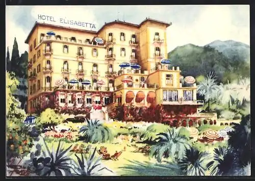 Künstler-AK Rapallo, Hotel Elisabetta, prop. N. Di Leva