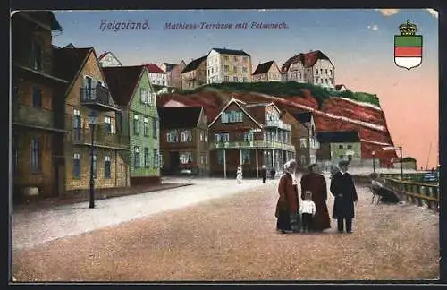 AK Helgoland, Mathiess-Terrasse mit Felseneck