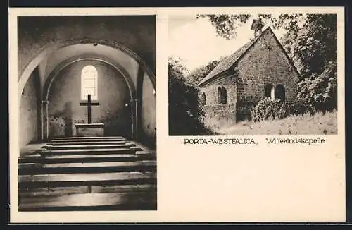 AK Porta Westfalica, Wittekindskapelle mit Innenansicht