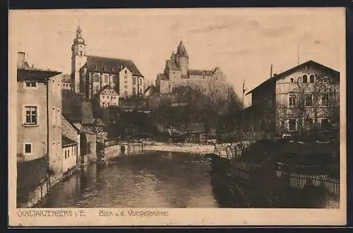 AK Schwarzenberg i. E., Blick v. d. Vorstadtbrücke