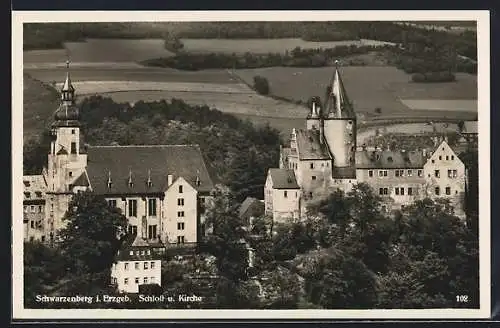AK Schwarzenberg i. Erzgeb., Schloss und Kirche