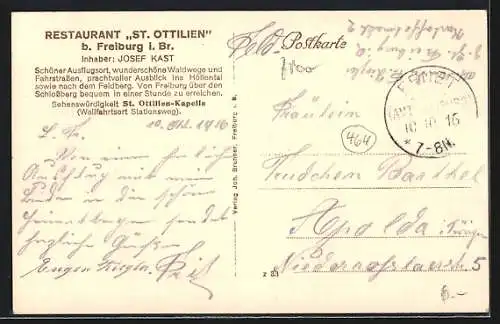 AK St. Ottilien / Freiburg, Restaurant St. Ottilien, Inh. Josef Kast
