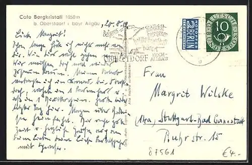 AK Oberstdorf i. bayr. Allgäu, Café Bergkristall, Ortsansicht aus der Vogelschau