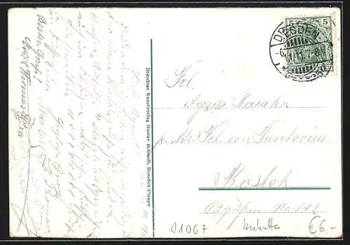 AK Dresden, Zwingerteich mit Zwingerschlösschen