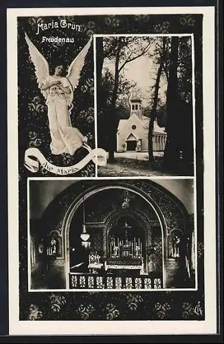 AK Wien, Freudenau, Kirche Maria Grün, Altar, Engel