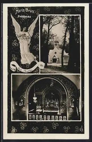 AK Wien, Freudenau, Kirche Maria Grün, Altar, Engel