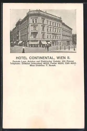 AK Wien II, Hotel Continental mit Geschäften