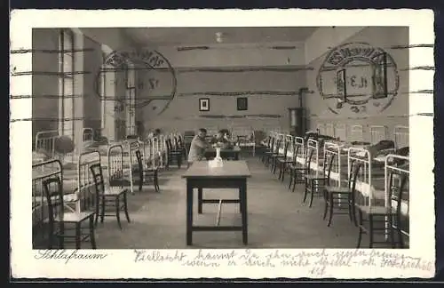 AK Wien, Schülerherberge des Stadtschulrates, Untere Augartenstrasse 3, Schlafraum, Innenansicht