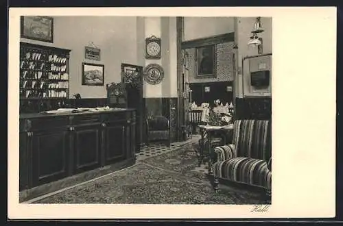 AK Wien, Hotel Sächsischer Hof, Taborstrasse 46 A, Blick auf die Rezeption