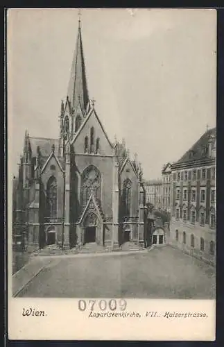 AK Wien, Lazaristenkirche in der Kaiserstrasse aus der Vogelschau
