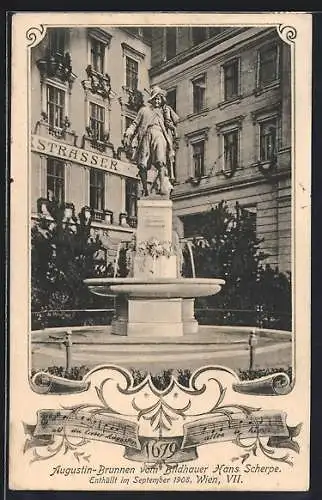 AK Wien, Augustin-Brunnen vom Bildhauer Hans Scherpe in der Kellermanngasse