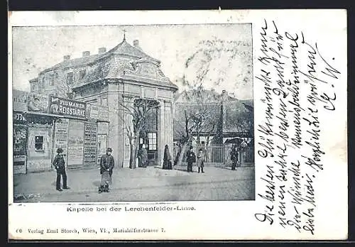 AK Wien, Kapelle bei der Lerchenfelder Linie, von der Strasse gesehen