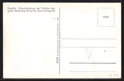 AK Wien, Exerzitienhaus der Töchter des göttl. Heilandes, Kaiserstrasse 23, Kapelle