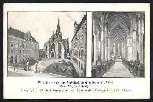 AK Wien, Lazaristenkirche zur Unbefleckten Empfängnis Maria, Kaiserstrasse 7