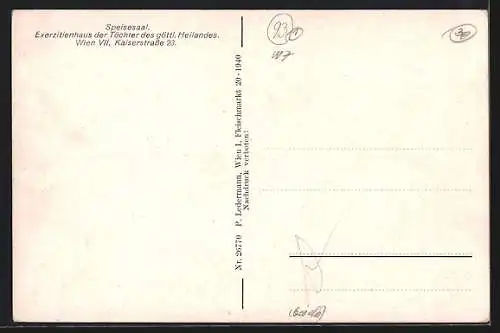 AK Wien, Exerzitienhaus der Töchter des göttl. Heilandes, Kaiserstr. 23, Speisesaal