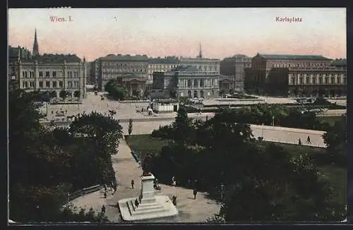 AK Wien, Karlsplatz mit Denkmal