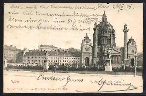 AK Wien, Karlsplatz mit Kirche