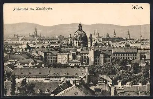AK Wien, Panorama mit Karlskirche