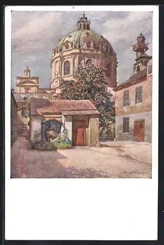 Künstler-AK Wien, Blick zur Karlskirche