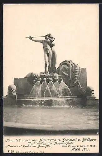 AK Wien, Mozart-Brunnen am Mozart-Platz, Enthüllt 1905