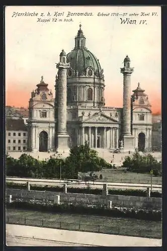 AK Wien, Blick zur Pfarrkirche z. h. Karl Borromäus