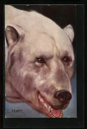 Künstler-AK Ludwig Fromme: Eisbär mit offenem Maul
