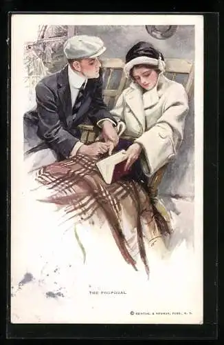 Künstler-AK Harrison Fisher: The Proposal, Hochzeitsantrag