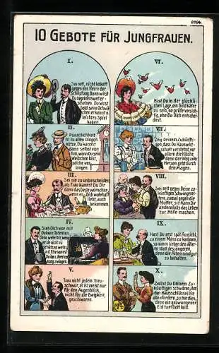 AK Zehn Gebote für Jungfrauen