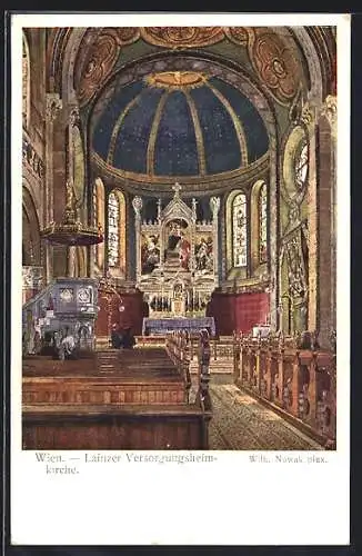 Künstler-AK Wien, Lainzer Versorgungsheim, Inneres der Kirche