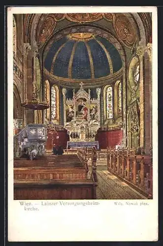 Künstler-AK Wien, Lainzer Versorgungsheim, Inneres der Kirche
