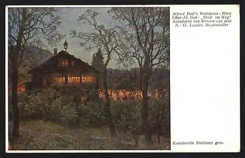 Künstler-AK Brüder Kohn (B.K.W.I) Nr. 892-6: Wien, Ob. St Veit, Stock im Weg