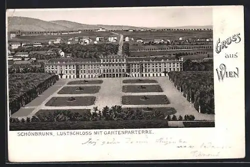 AK Wien-Schönbrunn, Lustschloss mit Gartenparterre