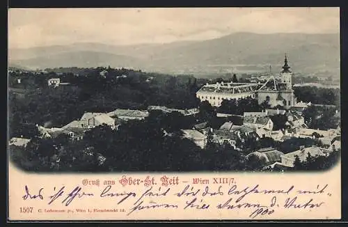 AK Wien, Ober-St. Veit, Panorama mit Kirche