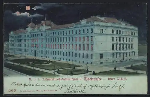 Mondschein-AK Wien, Breitensee, K. u. k. Infanterie-Cadettenschule