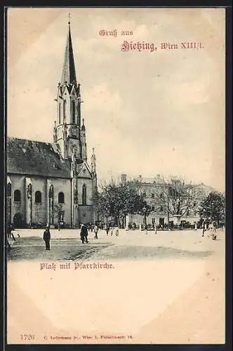 AK Hietzing, Platz mit Pfarrkirche