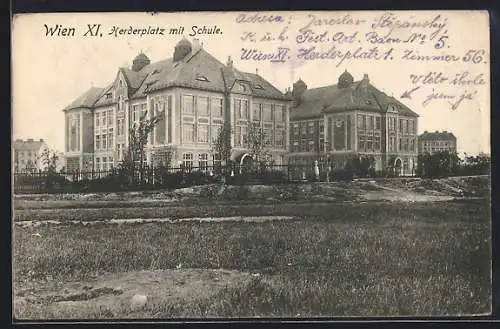 AK Wien, Herderplatz mit Schule