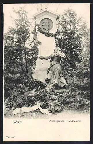 AK Wien, Zentralfriedhof, Anzengruber Grabdenkmal