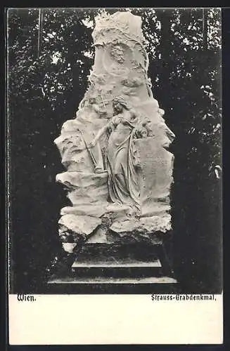 AK Wien, Strauss-Grabdenkmal auf dem Zentralfriedhof