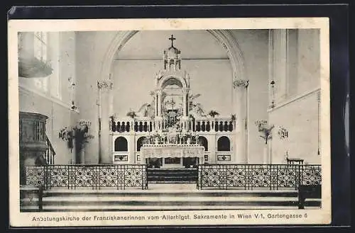 AK Wien, Anbetungskirche der Franziskanerinnen vom Allerhlgst. Sakramente, Gartengasse 6