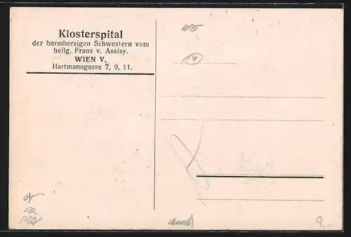 AK Wien, Klosterspital der barmherzigen Schwestern von heiligen Franz von Assisy, Hartmanngasse 7, 9, 11