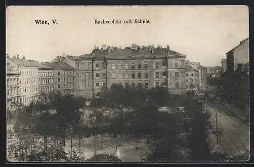 AK Wien, Bacherplatz mit Schule