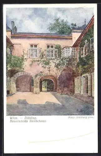 Künstler-AK Wien-Döbling, Bauernfels Sterbehaus