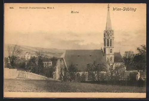 AK Wien, Döbling, Kirche mit Umgebung