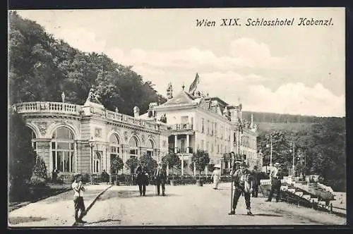 AK Wien, Schlosshotel Kobenzl mit Strasse und Umgebung
