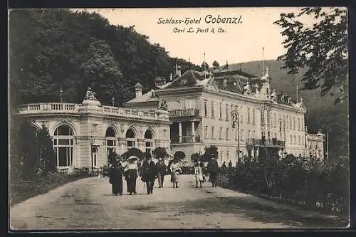AK Wien, Schloss-Hotel Kobenzl C. L. Pertl & Co., mit Strasse