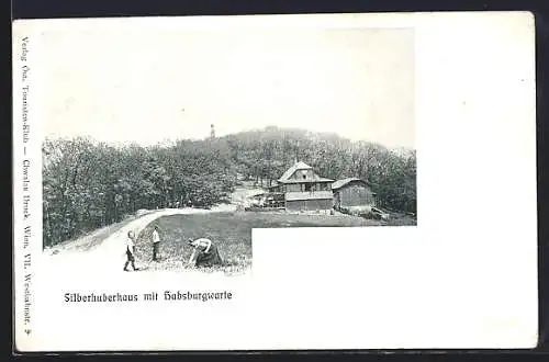 AK Wien, Hermannskogel, Silberhuberhaus mit Habsburgwarte