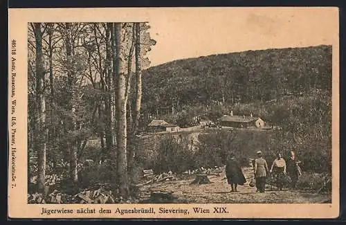 AK Wien, Sievering, Gasthaus Jägerwiese nächst dem Agnesbründl mit Umgebung