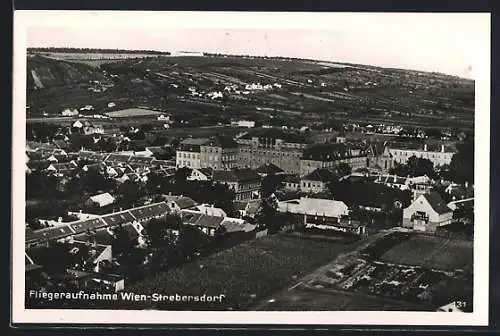 AK Wien, Strebersdorf, Fliegeraufnahme mit Pensionat St. Josef