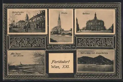 AK Wien-Floridsdorf, Schlosshoferstrasse, Kirche, Alte Donau mit Kirche
